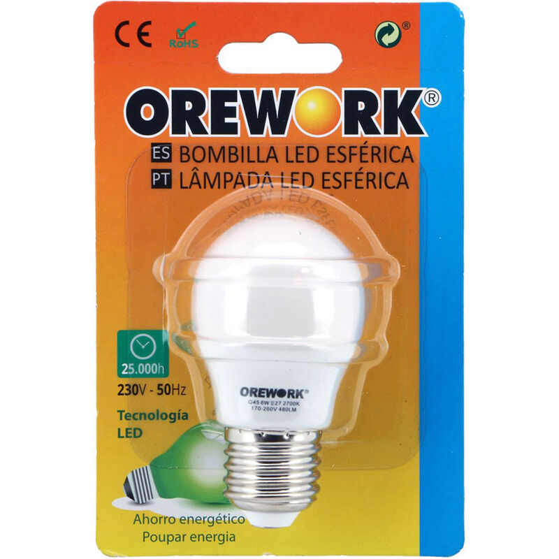 Bombilla LED Esférica E27 Luz Fría (6W) 