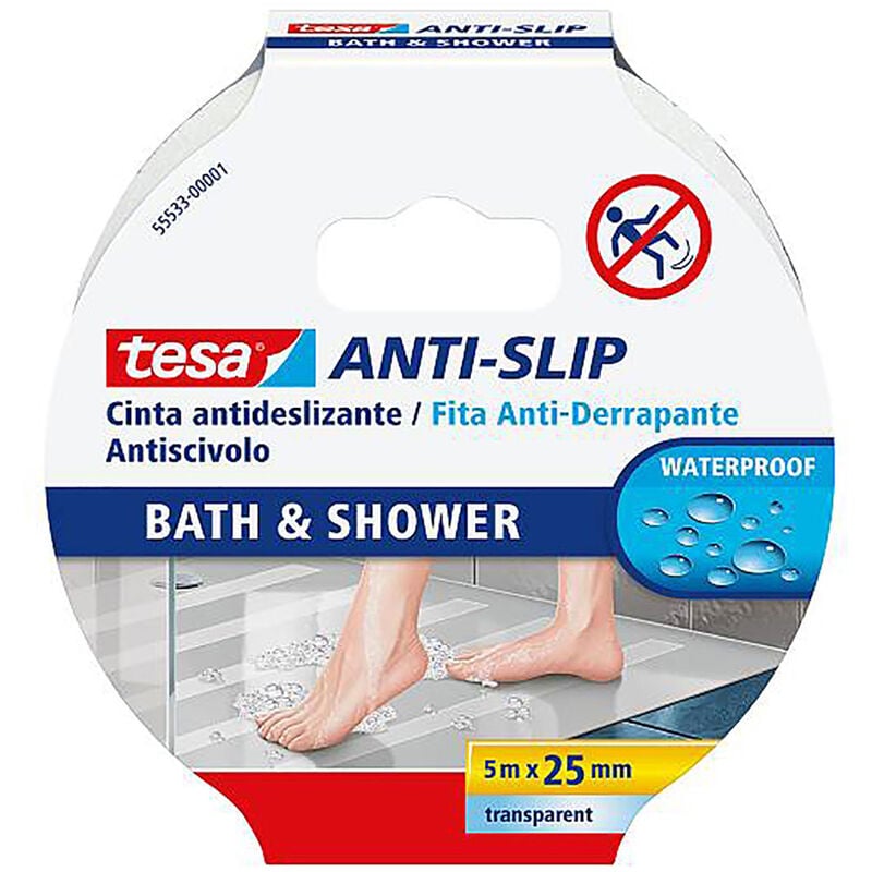 TESA CINTA ANTIDESLIZANTE BAÑO 5mt 25 mm