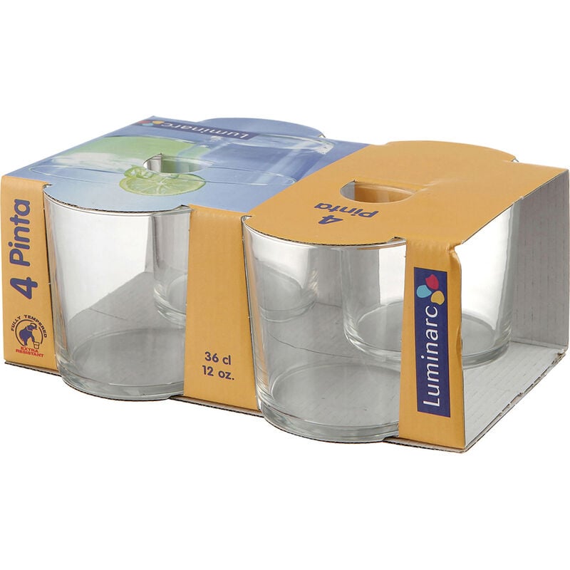 Luminarc Pinta Basic set 4 vasos altos vidrio 36cl transparente 36