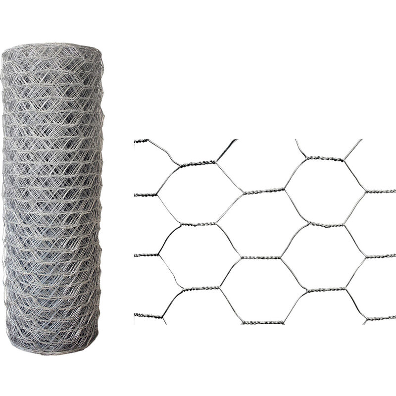 Malla de Alambre Hexagonal 13mm, Enrejado Tripe Trosion Gallinero, Rollo  1x50m, Revestimiento de PVC, Gris