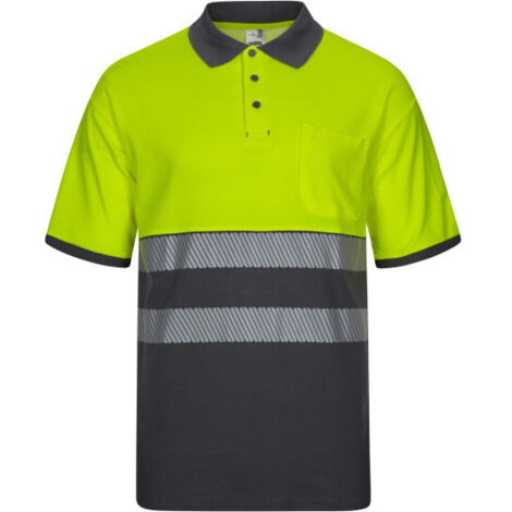 Polo bicolor RS de algodón - Manga corta - Gris / Amarillo flúor - Talla M (1/3)