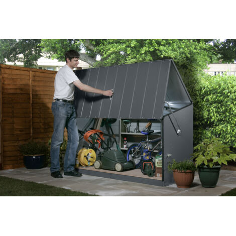 Arcón de jardín de metal para guardar objetos de forma segura - medias 138 x 89 x 113 cm - Trimetals - color gris antracita (1/5)