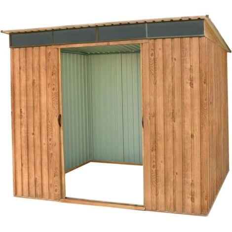 Duramax - caseta jardín - TOP SHED PENTROOF 8X6 - Metal - color imitación madera