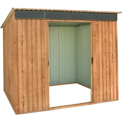Duramax - caseta jardín - TOP SHED PENTROOF 8X6 - Metal - color imitación madera