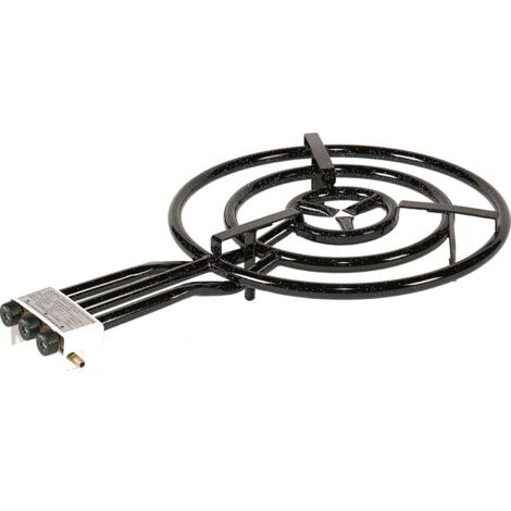 Quemador Gas Acero Laminado Recubierto Esmalte Ø70cm 3Fuegos Negro Vaello