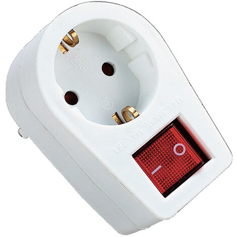 Adaptador 16A 1T con interruptor IP20