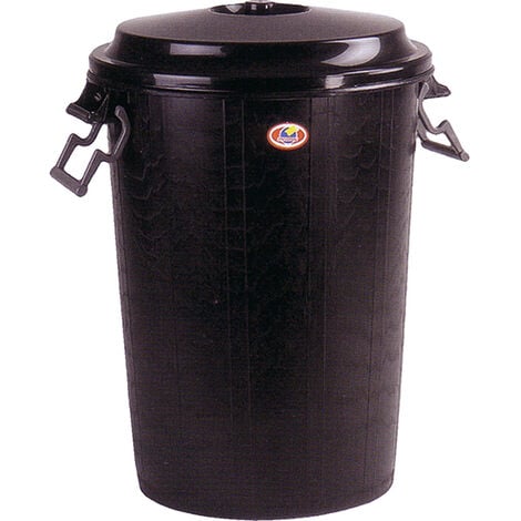 Jardin202 - Cubo Basura de plástico con Tapadera | Cubo almacenaje y  reciclar (100 litros, Negro)