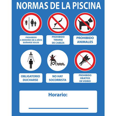 Cartel normas piscina pvc 0,4mm 500x400mm normaluz