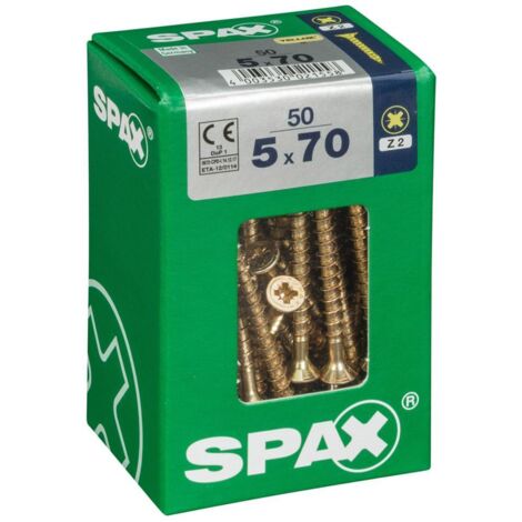 Paquete 50 Ud. Tornillo Spax Cabeza Plana Bricomat 5X70 (1/5)