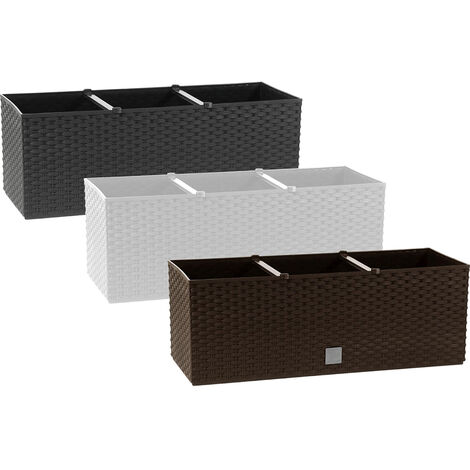 Jardinera rectangular 17 litros con autorriego color chocolate 52x20x19cm