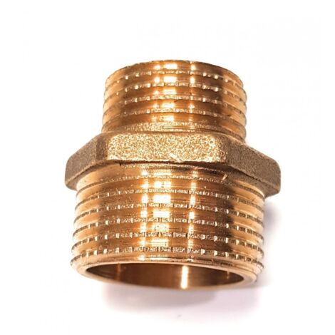Reductor Macho-macho De Latón - Contrarosca 1/2" A 1/4" Con Valona Hexagonal