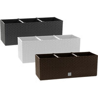Jardinera rectangular 17 litros con autorriego color chocolate 52x20x19cm