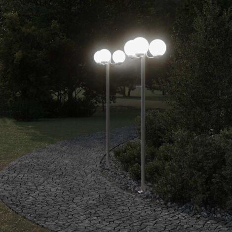 Pwshymi - Lampadaire de jardin E27 220 cm Aluminium 3 lanternes Bronze