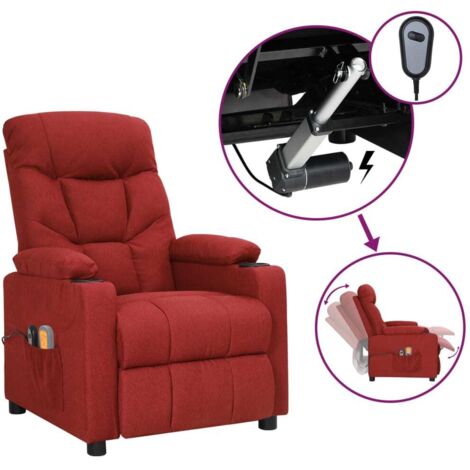 Fauteuil électrique de massage Bordeaux Tissu vidaXL