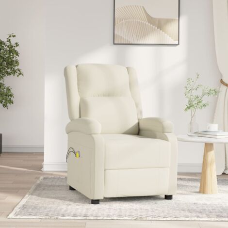vidaXL Fauteuil électrique de massage Crème Velours (1/5)