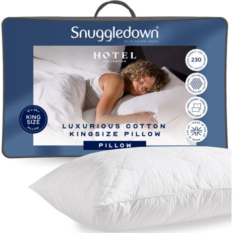 Snuggledown Hotel Luxury Cotton Quilted Kingsize Pillow, Firm, 1 Pack