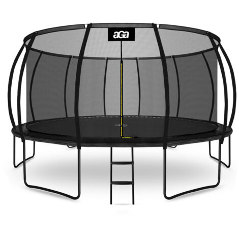 Aga SPORT EXCLUSIVE Trampolin, Kindertrampolin, Gartentrampolin mit Sicherheitsnetz  500 cm Schwarz + Schutznetz + Leiter