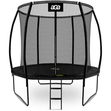 Aga SPORT EXCLUSIVE Trampolin, Kindertrampolin, Gartentrampolin mit Sicherheitsnetz 250 cm Schwarz + Schutznetz + Leiter