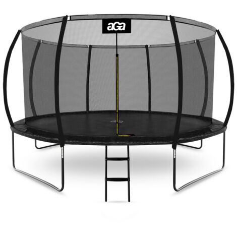 Aga SPORT EXCLUSIVE Trampolin, Kindertrampolin, Gartentrampolin mit Sicherheitsnetz 366 cm Schwarz + Schutznetz + Leiter