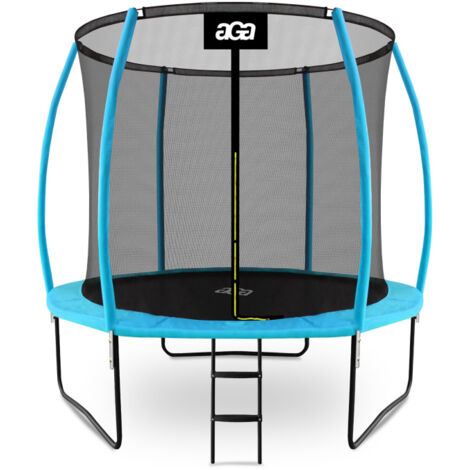 Aga SPORT EXCLUSIVE Trampolin, Kindertrampolin, Gartentrampolin mit Sicherheitsnetz 250 cm Hellblau + Sicherheitsnetz + Leiter