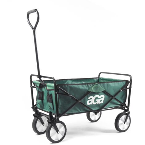 Aga Bollerwagen Gartenwagen faltbar mit Griff & Getränkehaltern bis 80 kg, Handwagen Outdoor  MR4610 Grün