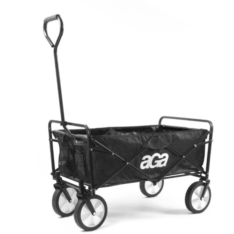 Aga Bollerwagen Gartenwagen faltbar mit Griff & Getränkehaltern bis 80 kg, Handwagen Outdoor  MR 4610 Black