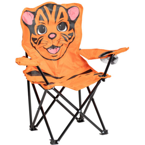 Linder Exclusiv Campingstuhl für Kinder Klappstuhl Gartenstuhl Kind Klappsessel Kinderklappstuhl Tiger