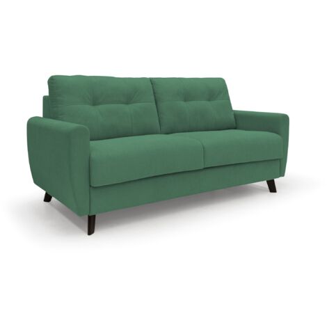 Callisto Schlafsofa aus weichem, wasserfestem Stoff T02 168 cm (mat. 120x197) grün (1/5)