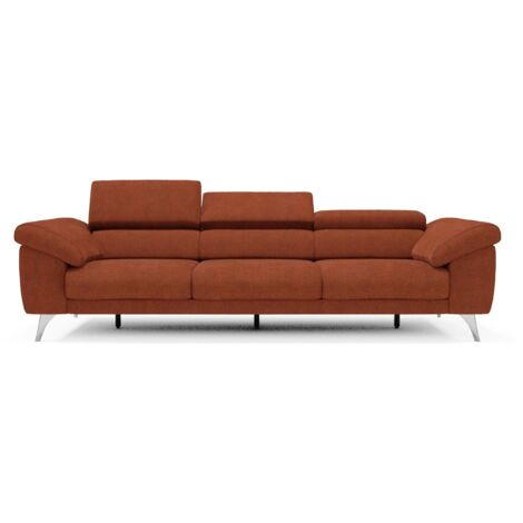 Couch Rostrot Donatello Sofa mit ausziehbaren Sitzen, Armlehnen mit Staufach aus ...