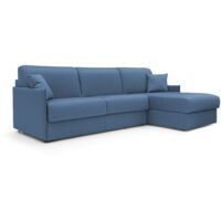 Evans Ecksofa mit Schlaffunktion aus wasserfestem Stoff T13 232 cm rechts (mat. 120x197) blau