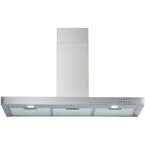 Dunstabzugshaube 90 cm – Blockhaube Edelstahl mit 3 Fettfiltern – 379 m³/h – LED-Beleuchtung 2 x 2 Watt – Kohlefilter optional CF150 – PKM (1/5)