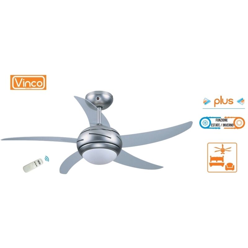 Agitatore/Ventilatore da soffitto con 5 pale semitrasparenti 1 lampada c/telecomando Vinco - Design 70911
