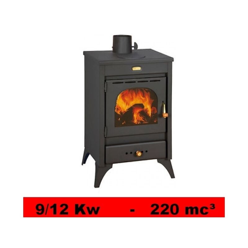 Stufa a legna/Termocamino con piastra cottura in ghisa 9/12 Kw - Mod. Kyr