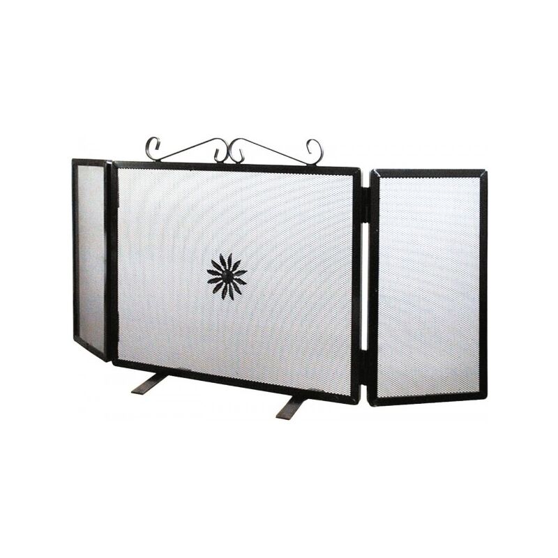 Parascintille Schermo per Camino A 3 Pannelli, Design Ad Arco, Grande Protezione Del Focolare con Telaio In Ferro Battuto Nero con Rete per Fuoco Aperto/fuochi A Gas/bruciatore A Legna