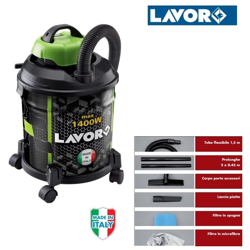 Aspiratore/Aspirapolvere/Aspiratutto solidi e liquidi 1400W 20lt. Lavor - Joker 1400S