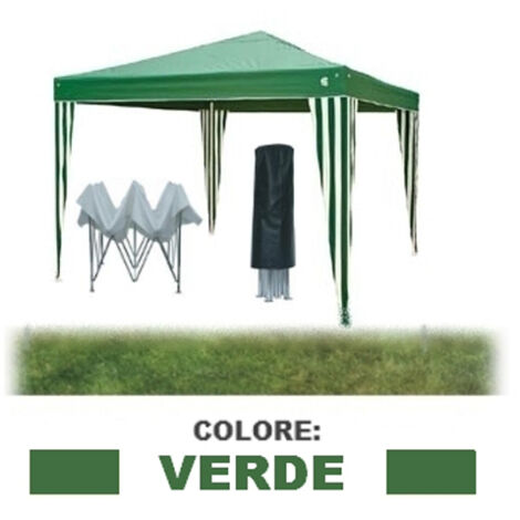 Gazebo pieghevole impermeabile in alluminio 3x3m Verde - Mod. Ignis