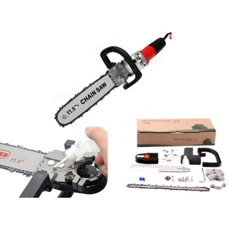 Kit adattatore/convertitore smerigliatrice/flex in elettrosega/motosega con barra e catena 11,5
