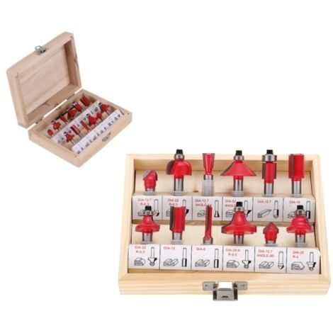 Frese pantografo/fresatrice verticale/Punte lavorazione legno set 12 pezzi in box di legno gambo 6mm