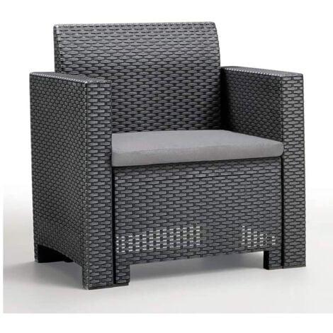 Divano due sedute con Poltrone e Tavolino/Salotto/Salottino per Esterno/Arredo Giardino - Mod. Dubai 2 Antracite