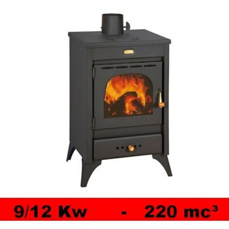 Stufa a legna/Termocamino con piastra cottura in ghisa 9/12 Kw - Mod. Kyr