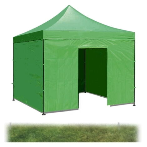 Gazebo pieghevole impermeabile in alluminio 3x3m con teli laterali/copertura Verde