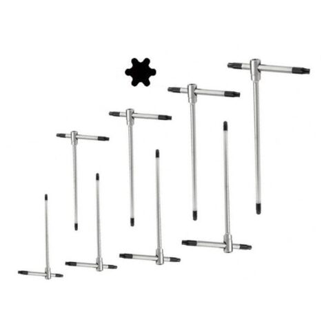 Set di chiavi torx a T con aggancio multiplo ed asta scorrevole 8 pezzi T20-T55 Cromo Vanadio