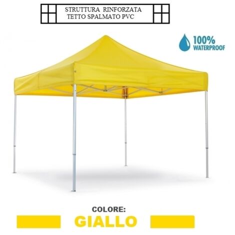 Gazebo pieghevole impermeabile in alluminio 3x3m Giallo Ocra - Mod. Super Ignis