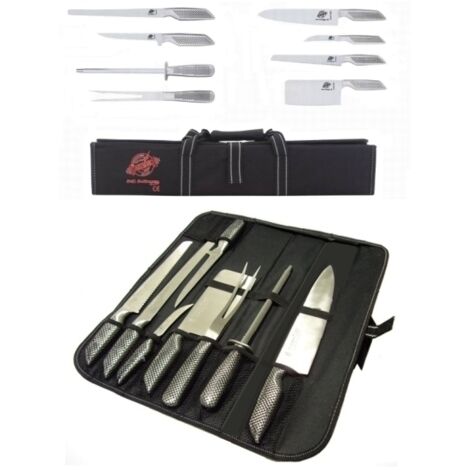 Coltelli/Coltello da cucina professionali in acciaio inox set 8 pezzi in custodia