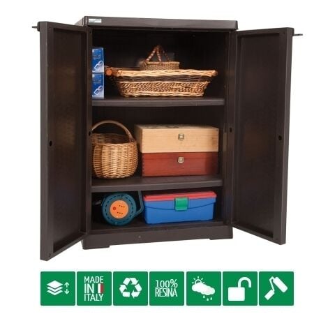 Armadio/Mobile/Mobiletto in resina versione bassa Polyrattan-line wenge - 6251-26