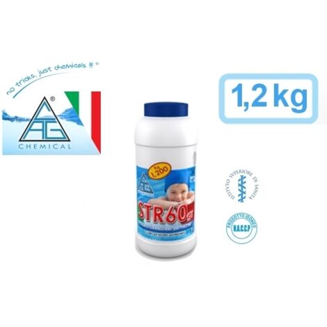 Cloro granulare / Cloro shock igienizzante a rapido scioglimento per piscina / piscine 1,2kg C.A.G Chemical - STR60gr