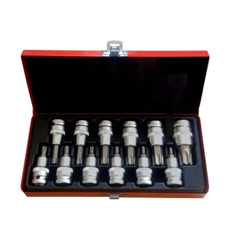 Kit inserti impronta torx 12 pezzi con bussola/boccola 1/2 cromo vanadio