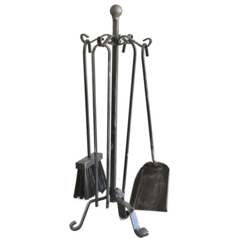 Accessori/Gruppo camino/caminetto in ferro battuto con supporto 4 Pz