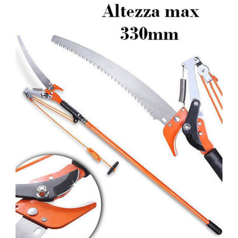 Svettatoio/Tagliarami/Sega/Cesoia manuale con manico telescopico e corda 33 mt