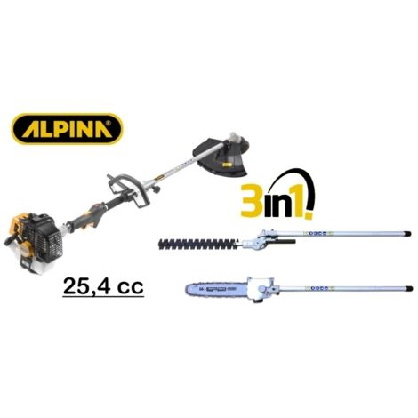 Decespugliatore + Tagliasiepi + Motosega/Troncarami/Tagliarami + Disco girevole 3 denti a scoppio 25,4cc Alpina - TB 250 J Multi